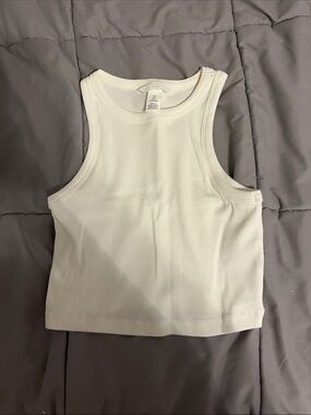 H&M White Ribbed Cropped Tank